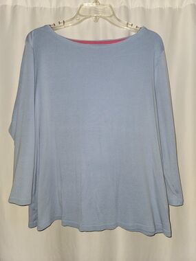 Talbots Light Blue Long Sleeve Boatneck Top Size XL #business casual # everyday